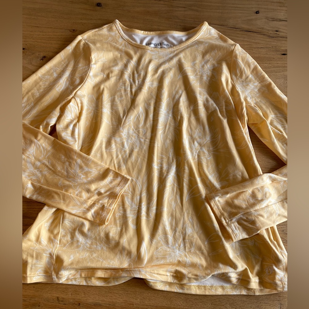 Hang Ten Floral Long Sleeve UV 50+ Yellow‎ Women’s XL Preloved